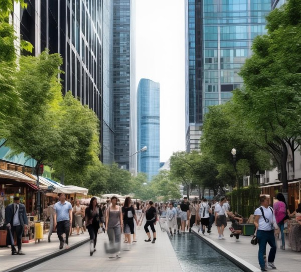 商务区步行街的缓和与活力碰撞